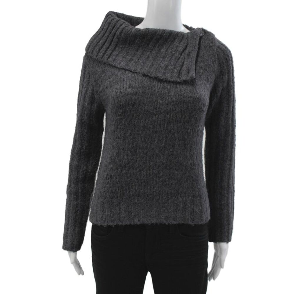 Beth Bowley Womens Cashmere Cowl Neck Pullover Sweater Gray Long Sleeve Size M